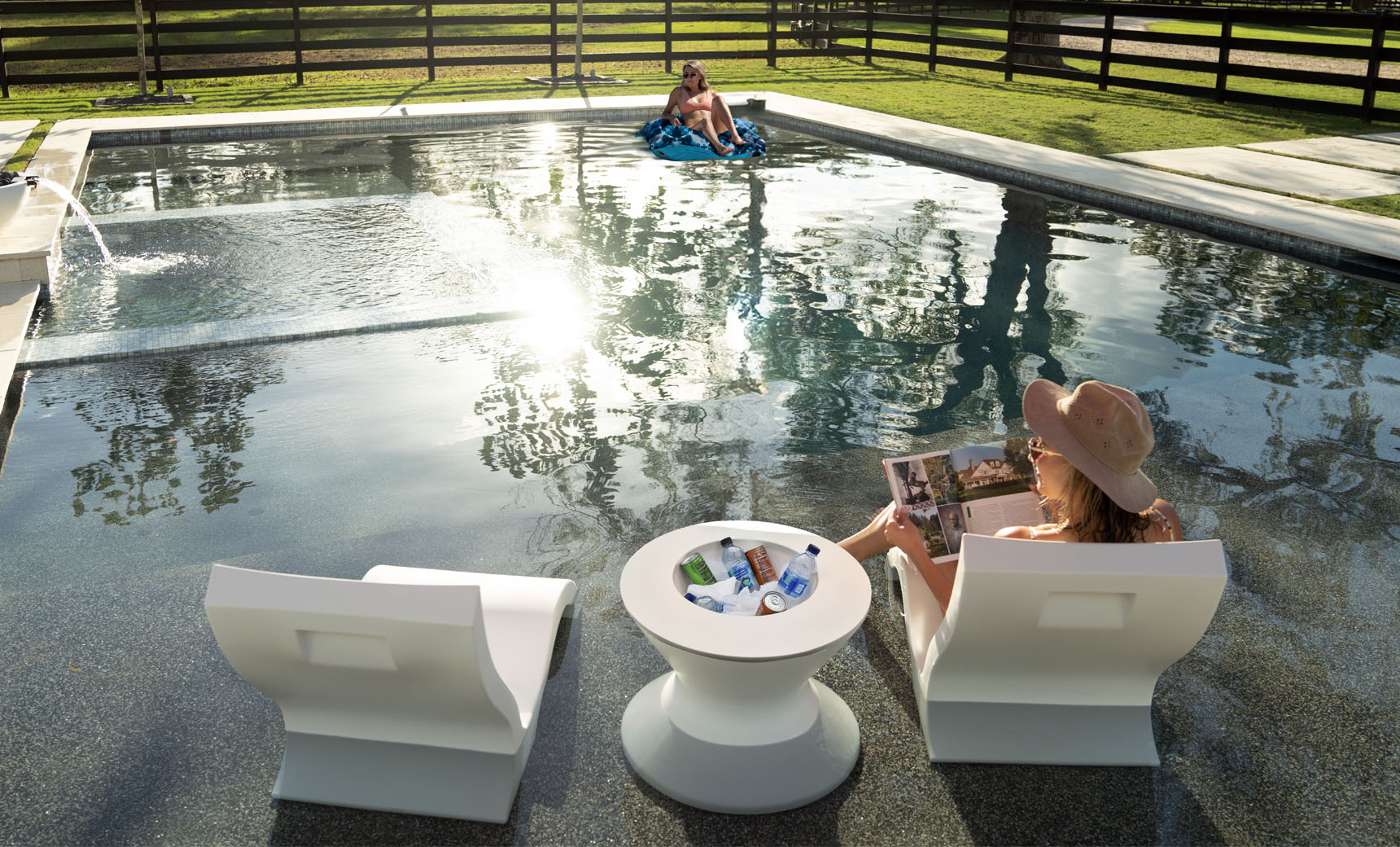 Ledge Luxe In Pool Seating and Laze Bundle - Lowback